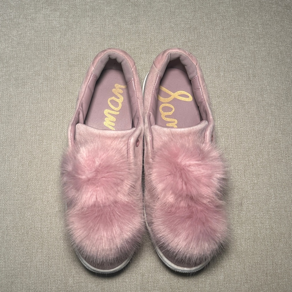 Sam Edelman Pink Faux Fur Pom Pom Sneakers